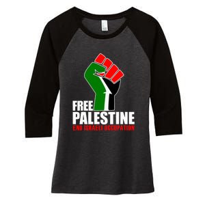 Free Palestine End Israeli Occupation Women's Tri-Blend 3/4-Sleeve Raglan Shirt