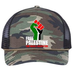 Free Palestine End Israeli Occupation Retro Rope Trucker Hat Cap