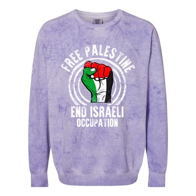 Free Palestine End Israeli Occupation Palestine Flag Graphic Meaningful Gift Colorblast Crewneck Sweatshirt