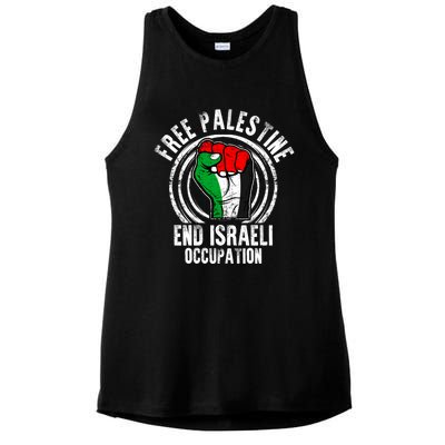 Free Palestine End Israeli Occupation Palestine Flag Graphic Meaningful Gift Ladies PosiCharge Tri-Blend Wicking Tank