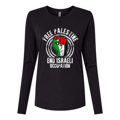 Free Palestine End Israeli Occupation Palestine Flag Graphic Meaningful Gift Womens Cotton Relaxed Long Sleeve T-Shirt