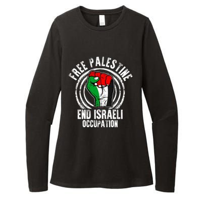 Free Palestine End Israeli Occupation Palestine Flag Graphic Meaningful Gift Womens CVC Long Sleeve Shirt