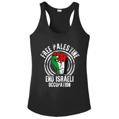 Free Palestine End Israeli Occupation Palestine Flag Graphic Meaningful Gift Ladies PosiCharge Competitor Racerback Tank