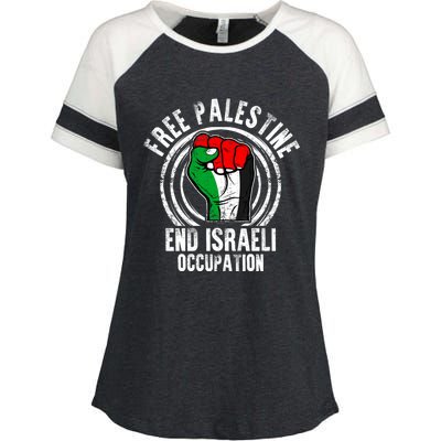 Free Palestine End Israeli Occupation Palestine Flag Graphic Meaningful Gift Enza Ladies Jersey Colorblock Tee