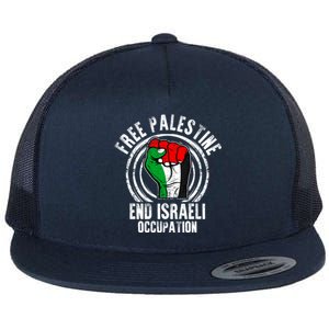 Free Palestine End Israeli Occupation Palestine Flag Graphic Meaningful Gift Flat Bill Trucker Hat