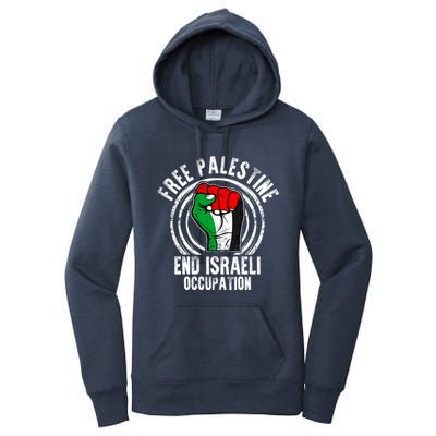 Free Palestine End Israeli Occupation Palestine Flag Graphic Meaningful Gift Women's Pullover Hoodie