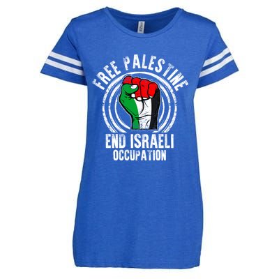 Free Palestine End Israeli Occupation Palestine Flag Graphic Meaningful Gift Enza Ladies Jersey Football T-Shirt