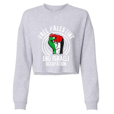 Free Palestine End Israeli Occupation Palestine Flag Graphic Meaningful Gift Cropped Pullover Crew