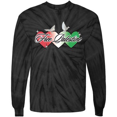 Free Palestine Equality Human Rights Palestinian Tie-Dye Long Sleeve Shirt