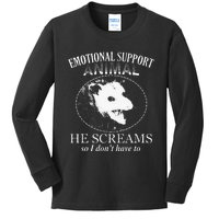 Funny Possum Emotional Support Animal Funny Opossums Memes Kids Long Sleeve Shirt