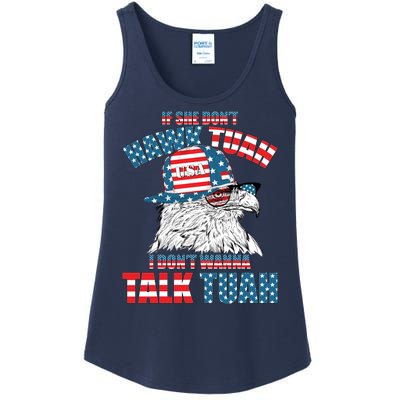 Funny Patriotic Eagle If She Dont Hawk Tuah I Dont Wanna Talk Tuah Ladies Essential Tank