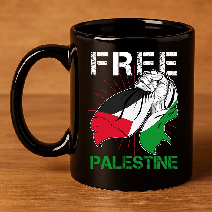 Free Palestine End War Support Palestine 11oz C Handle Ceramic Mug