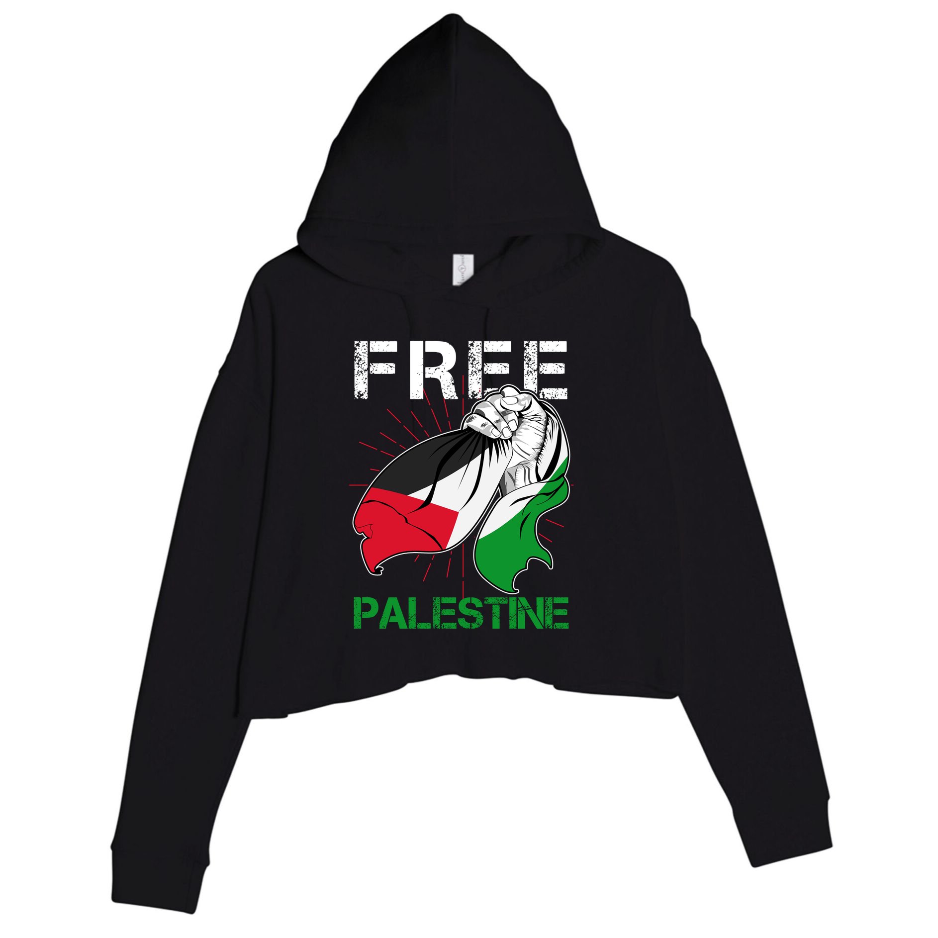 Free Palestine End War Support Palestine Crop Fleece Hoodie