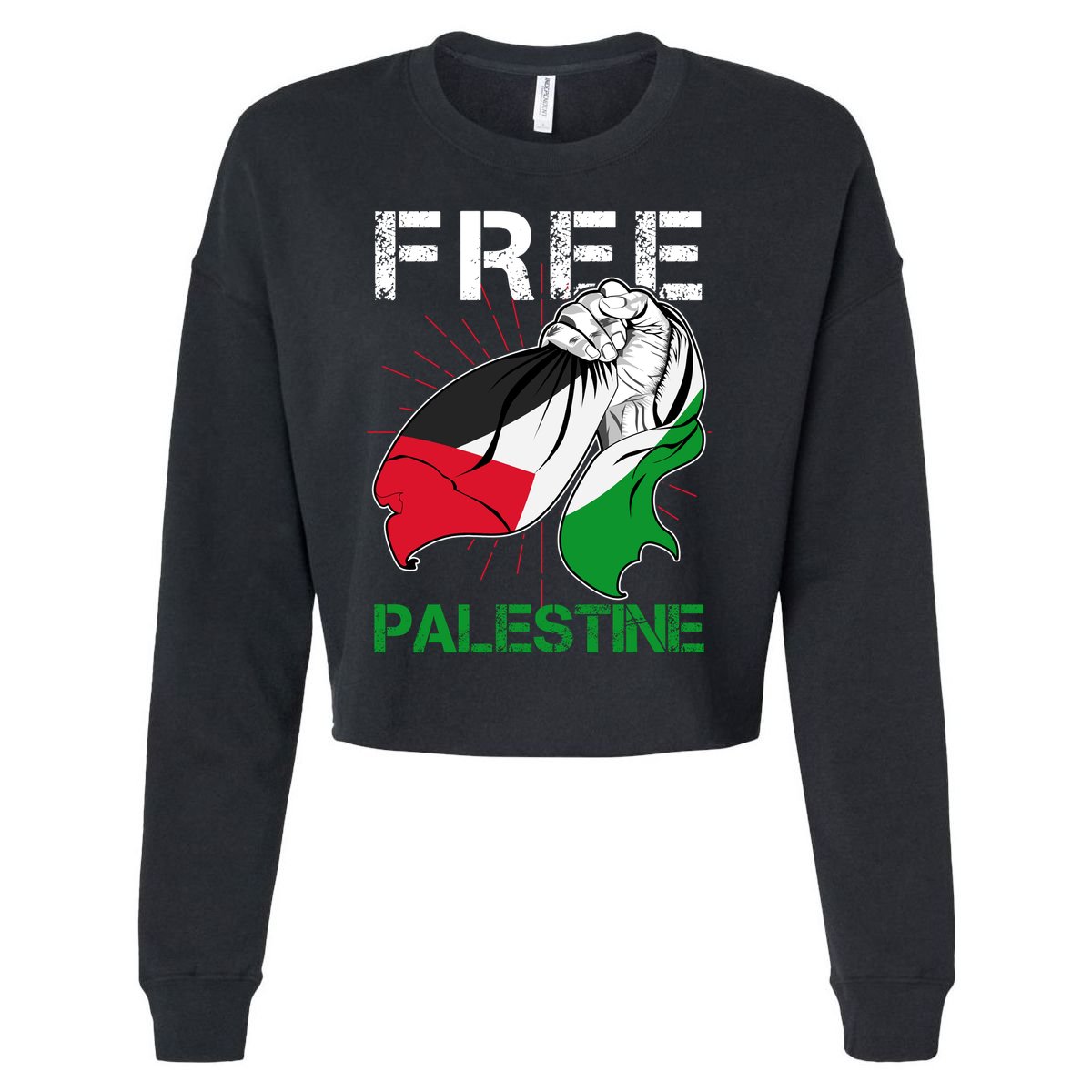 Free Palestine End War Support Palestine Cropped Pullover Crew