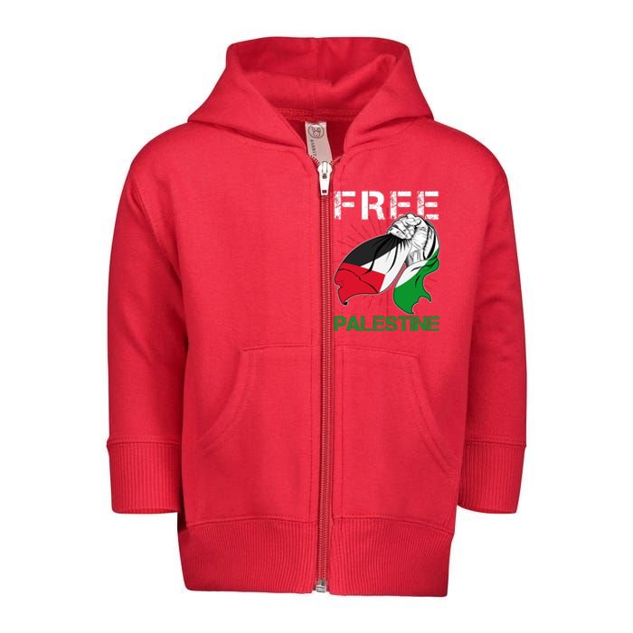 Free Palestine End War Support Palestine Toddler Zip Fleece Hoodie