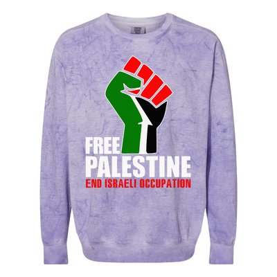 Free Palestine End Israeli Occupation Colorblast Crewneck Sweatshirt