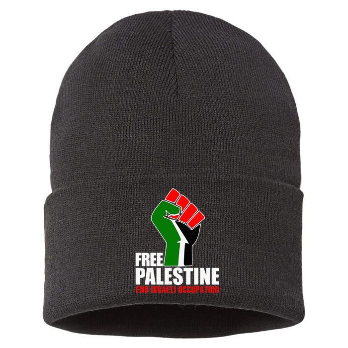 Free Palestine End Israeli Occupation Sustainable Knit Beanie