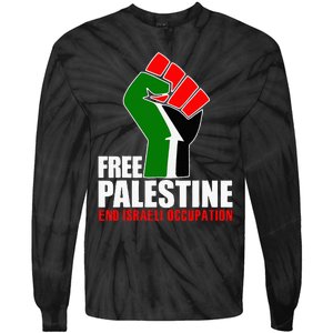 Free Palestine End Israeli Occupation Tie-Dye Long Sleeve Shirt