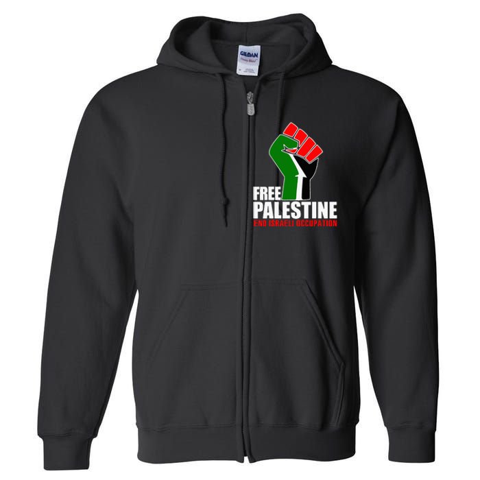 Free Palestine End Israeli Occupation Full Zip Hoodie