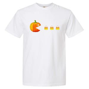 Funny Pumpkin Eating Candy Corn Halloween Garment-Dyed Heavyweight T-Shirt