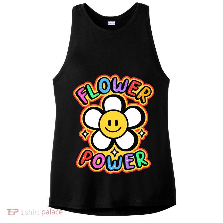 Flower Power Emoji Ladies PosiCharge Tri-Blend Wicking Tank