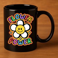 Flower Power Emoji 11oz C Handle Ceramic Mug