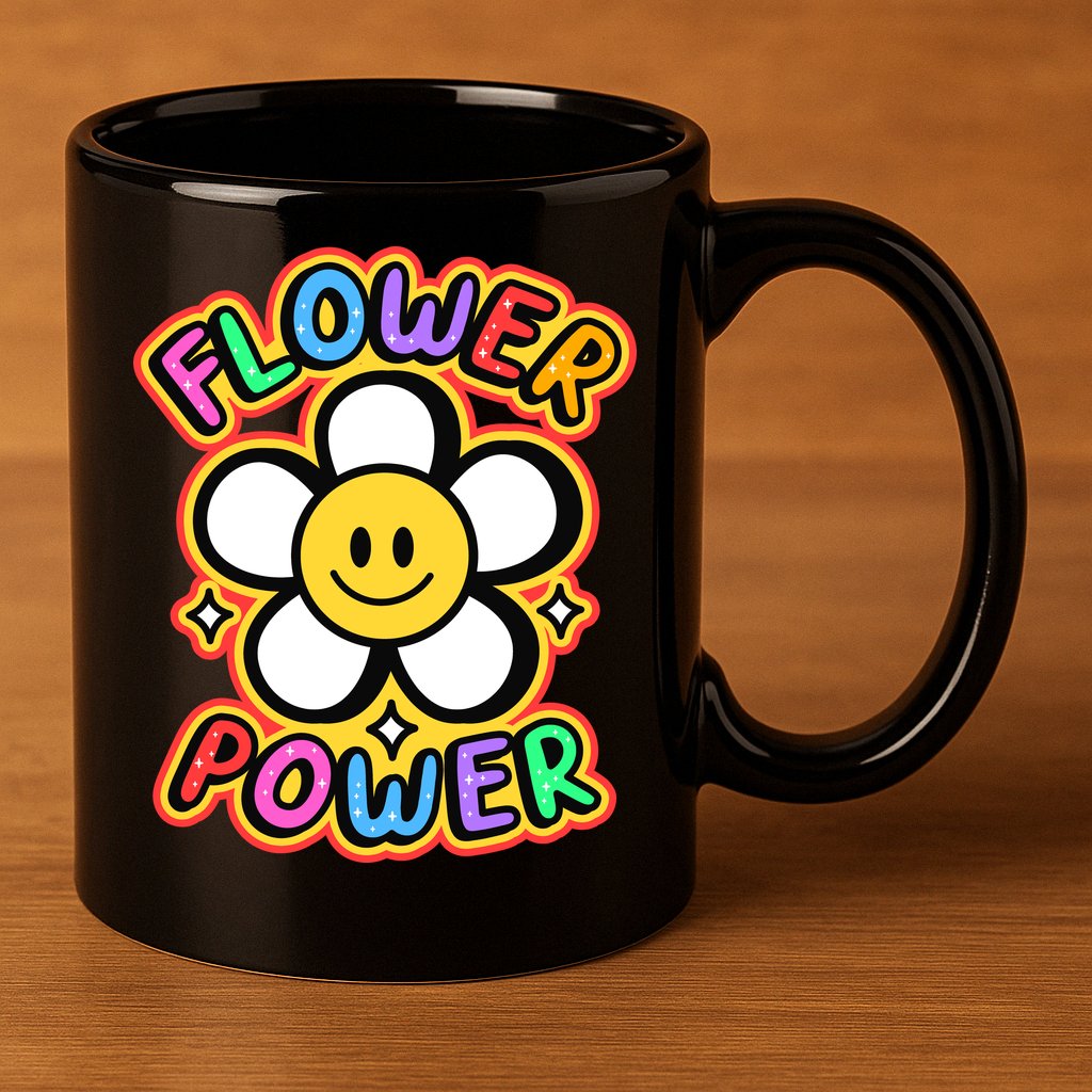 Flower Power Emoji 11oz C Handle Ceramic Mug