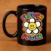 Flower Power Emoji 11oz C Handle Ceramic Mug