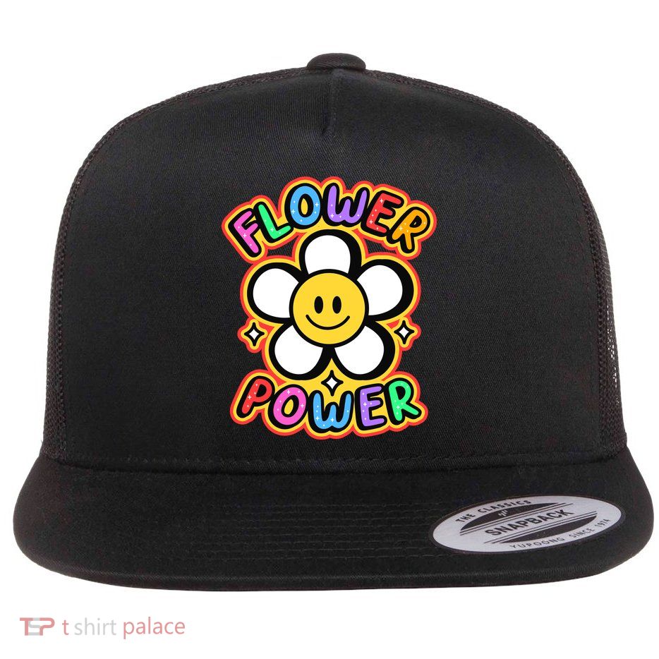 Flower Power Emoji Flatbill Hat