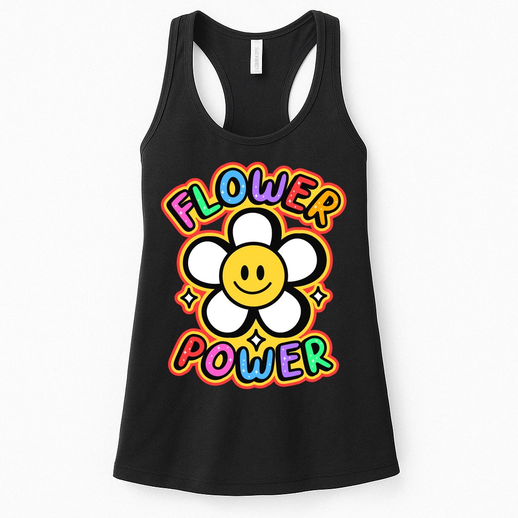 Flower Power Emoji Womens Tank Top