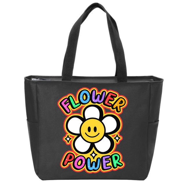 Flower Power Emoji Zip Tote Bag