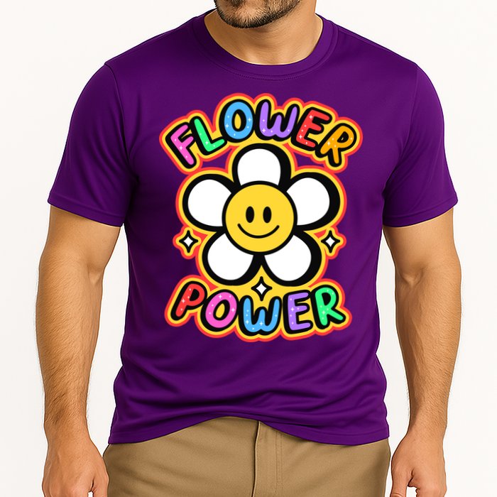 Flower Power Emoji Cooling Performance Crew T-Shirt
