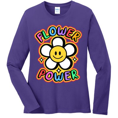 Flower Power Emoji Ladies Long Sleeve Shirt