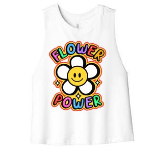 Flower Power Emoji Women's Racerback Cropped Tank