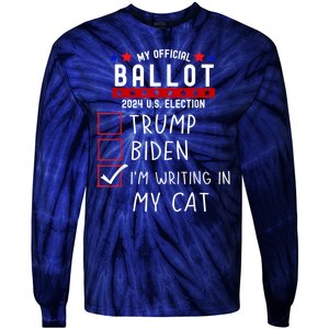 Funny Presidential Election 2024 Sign Vote Cat Lover Owner Tie-Dye Long Sleeve Shirt