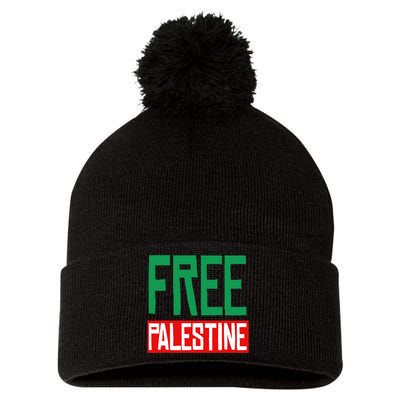 Free Palestine End Israel Pom Pom 12in Knit Beanie