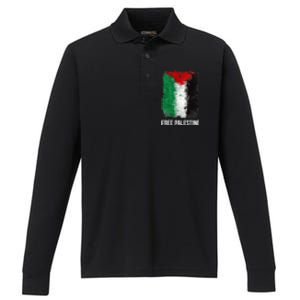 Free Palestine Free Palestine Flag Support Ghaza Peace Performance Long Sleeve Polo