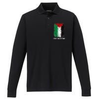 Free Palestine Free Palestine Flag Support Ghaza Peace Performance Long Sleeve Polo