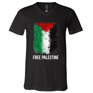 Free Palestine Free Palestine Flag Support Ghaza Peace V-Neck T-Shirt