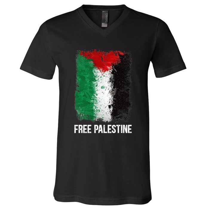 Free Palestine Free Palestine Flag Support Ghaza Peace V-Neck T-Shirt