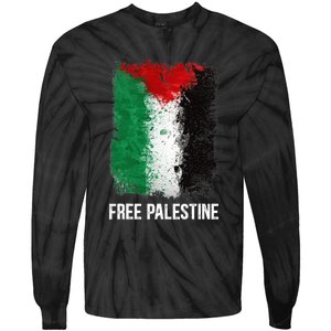 Free Palestine Free Palestine Flag Support Ghaza Peace Tie-Dye Long Sleeve Shirt