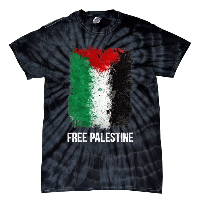 Free Palestine Free Palestine Flag Support Ghaza Peace Tie-Dye T-Shirt