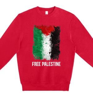 Free Palestine Free Palestine Flag Support Ghaza Peace Premium Crewneck Sweatshirt