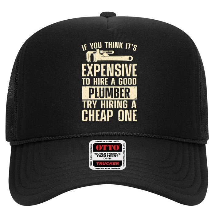 Funny Plumber For Wo Steamfitter Pipefitter Plumbing High Crown Mesh Back Trucker Hat