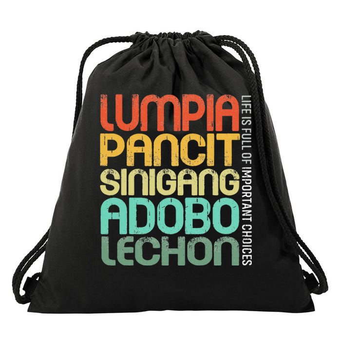 Filipino Philippine Food Lumpia Pancit Sinigang Adobo Lechon Drawstring Bag