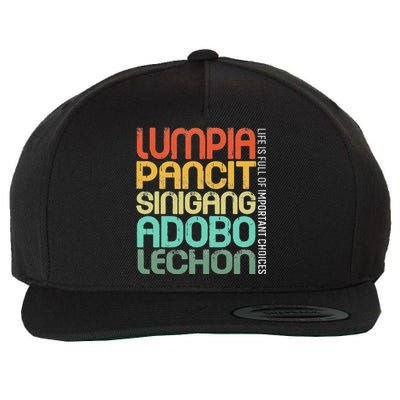 Filipino Philippine Food Lumpia Pancit Sinigang Adobo Lechon Wool Snapback Cap