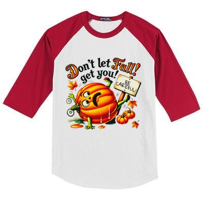 Funny Pumpkin Fall Prevention Gifts Autumn Safety Kids Colorblock Raglan Jersey