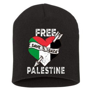 Free Palestine Flag Save Gaza Palestinian Love Heart Short Acrylic Beanie