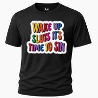 Funny PRIDE Flag Adult Wake up Sluts it's time to Sin Cooling Performance Crew T-Shirt