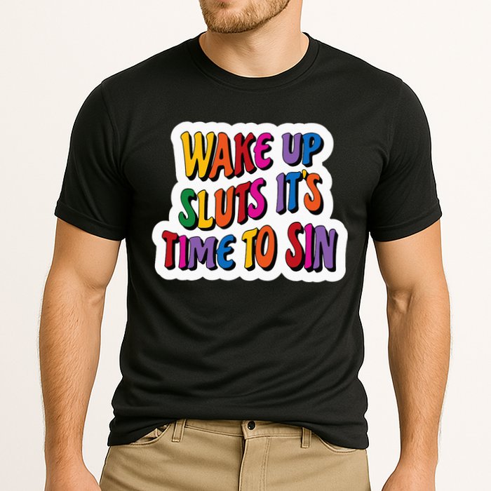 Funny PRIDE Flag Adult Wake up Sluts it's time to Sin Cooling Performance Crew T-Shirt